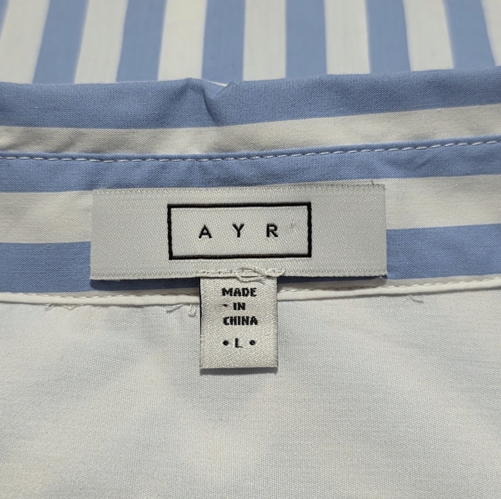 AYR The Deep End Button Down Shirt in Blue and White Stripe Size Large - Picture 4 of 4